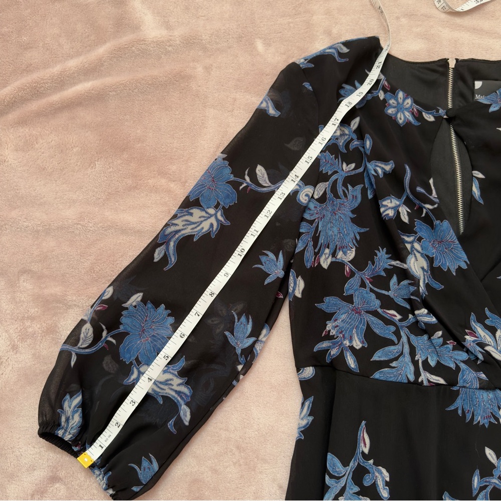 NWT Maison Tara Elegant Black and Blue Floral Dress - Picture 11 of 11